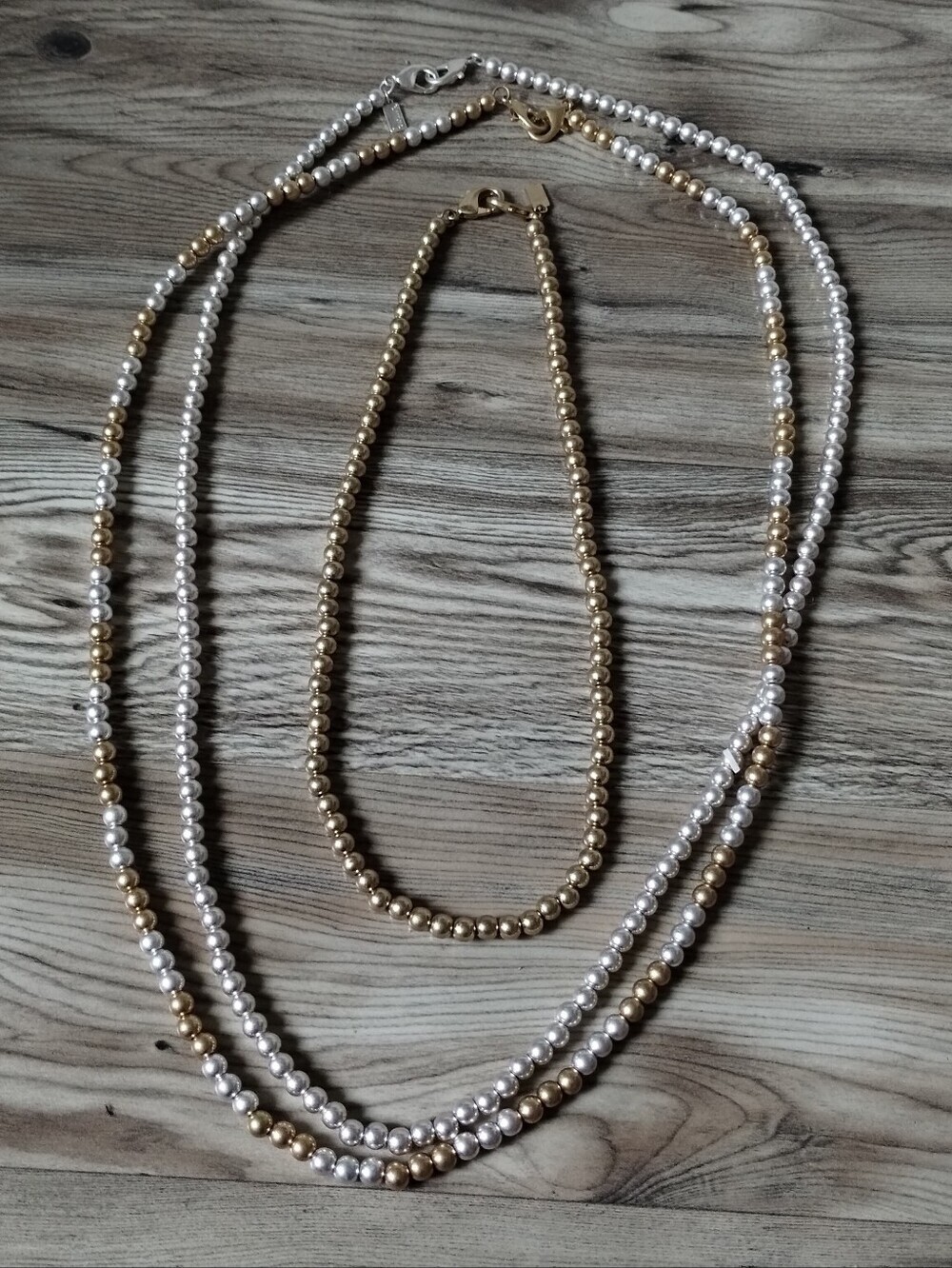 Canvas Two-Tone Metal Bead Necklace Set